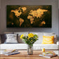 CloudShop Art Painting Canvas Print the-golden-world-map 60x120cm Canvas Frame Wrap - Ready to Hang 