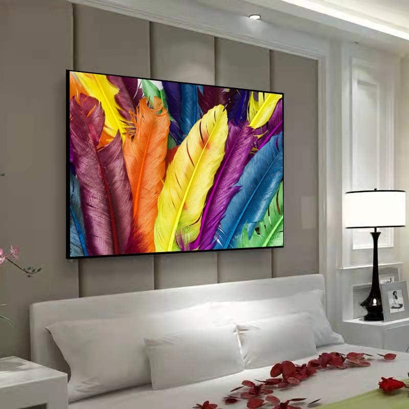 CloudShop Art Painting Canvas Print the-rainbow-feathers 40x60cm | 16x24 inches Canvas Print - With Wrap Frame 
