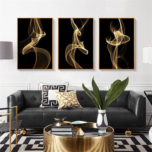 CloudShop Art Painting Canvas Print thrilling-gold-lines 30x40cm Thrilling Gold Lines 1 Canvas Print - With Wrap Frame