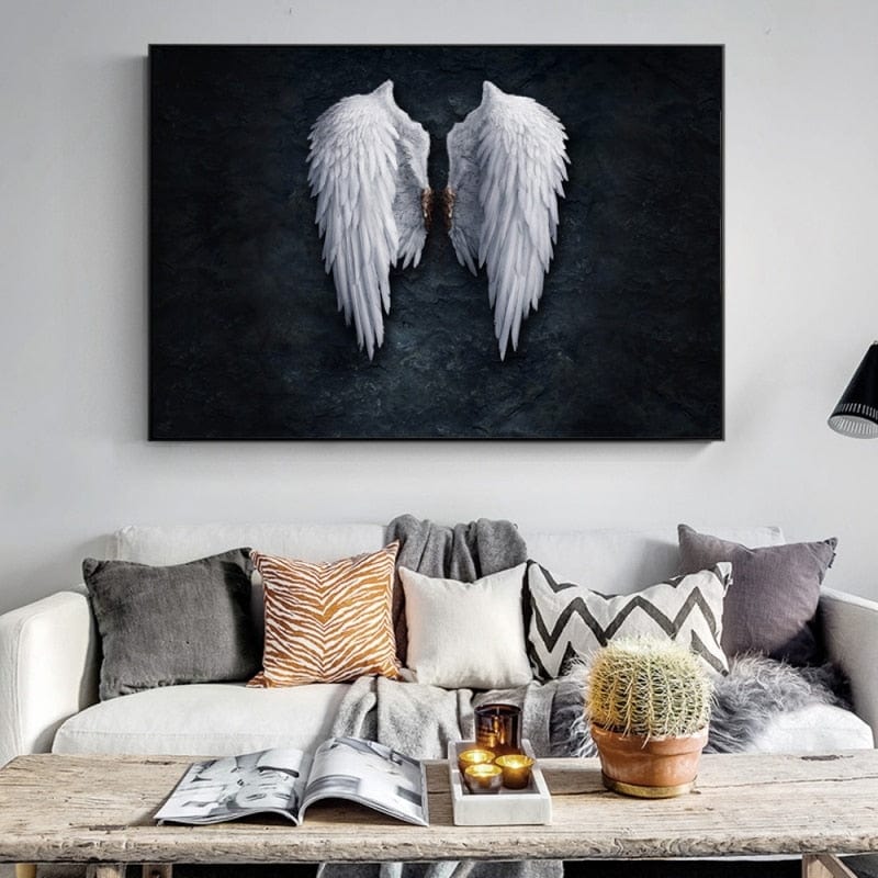 CloudShop Art Painting Canvas Print white-angel-wings 30x40cm Canvas Frame Wrap - Ready to Hang 