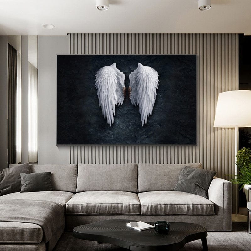 CloudShop Art Painting Canvas Print white-angel-wings 50x70cm Canvas Frame Wrap - Ready to Hang 