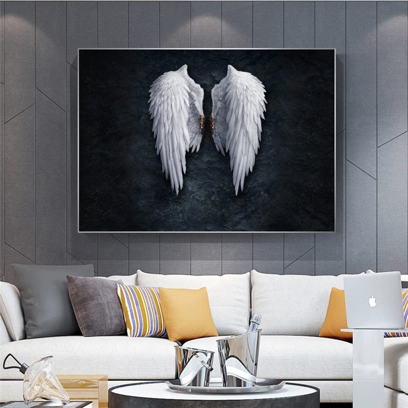CloudShop Art Painting Canvas Print white-angel-wings 40x60cm Canvas Frame Wrap - Ready to Hang 