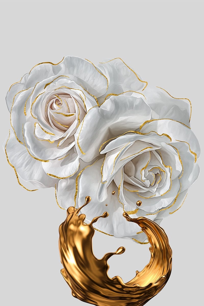 CloudShop Art Painting Canvas Print white-roses-life 30x40cm White Roses 2 Canvas Frame Wrap - Ready to Hang
